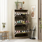 Meuble de rangement pour chaussures avec tiroir basculant et miroir