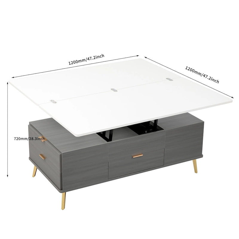 Table basse relevable moderne, multifonctionnelle avec tiroirs