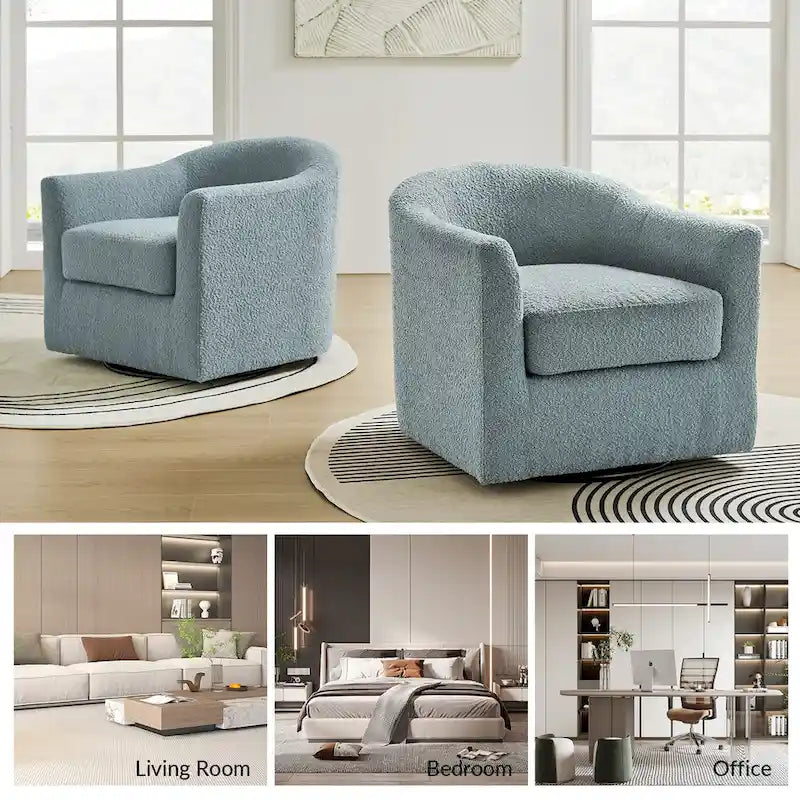 Fauteuil de bureau pivotant ergonomique moderne en tissu bouclette