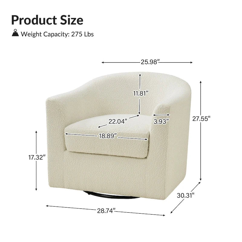 Fauteuil de bureau pivotant ergonomique moderne en tissu bouclette