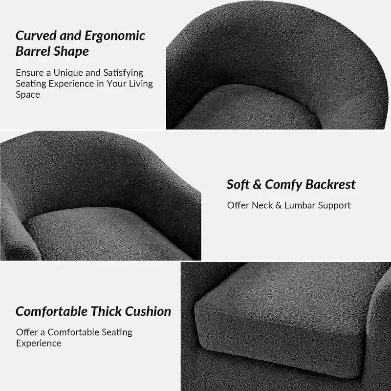Fauteuil de bureau pivotant ergonomique moderne en tissu bouclette