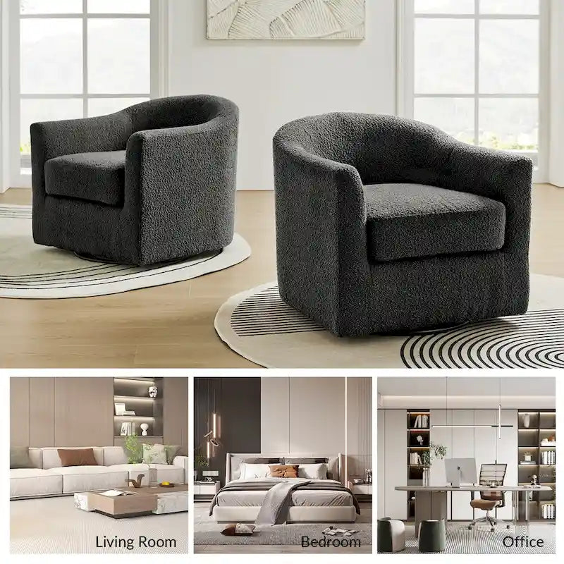 Fauteuil de bureau pivotant ergonomique moderne en tissu bouclette