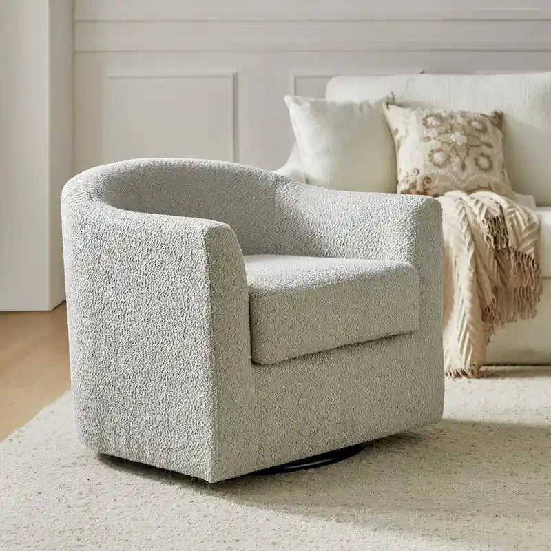 Fauteuil de bureau pivotant ergonomique moderne en tissu bouclette