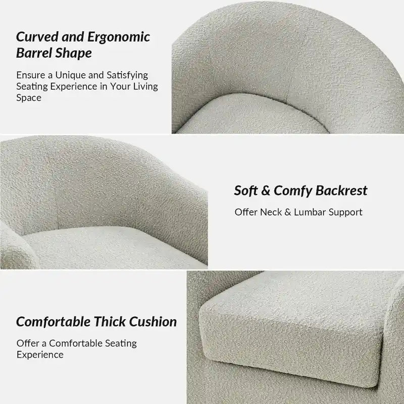 Fauteuil de bureau pivotant ergonomique moderne en tissu bouclette
