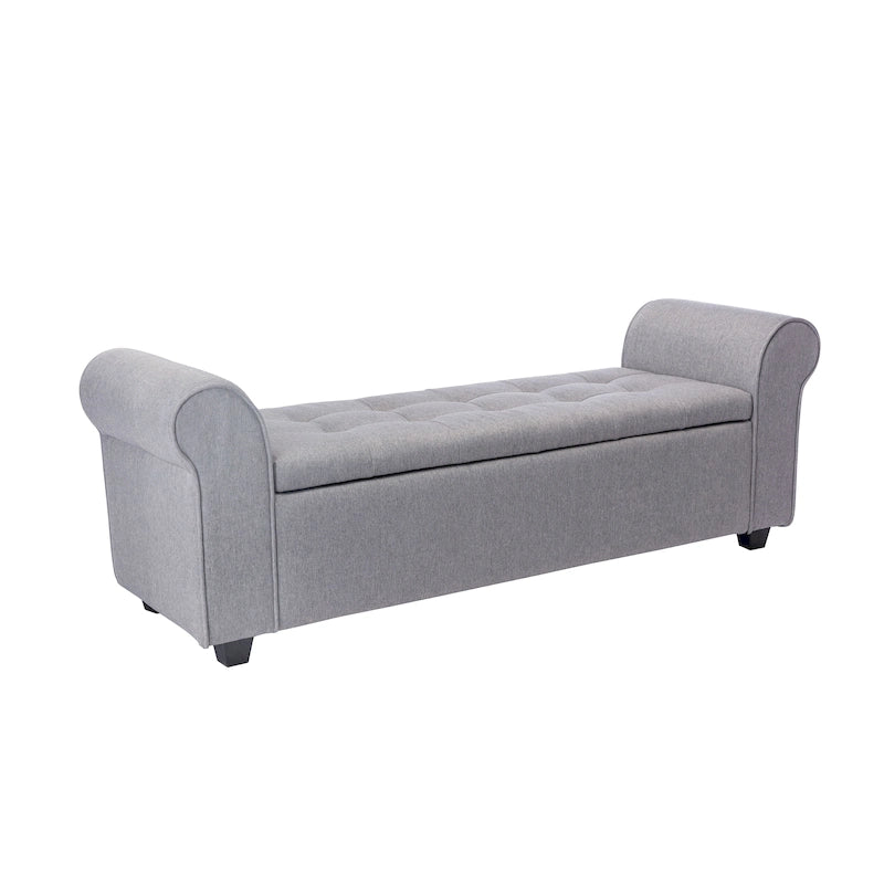 Banc de rangement Wena de Porthos Home, accoudoirs arrondis, revêtement en tissu