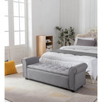 Banc de rangement Wena de Porthos Home, accoudoirs arrondis, revêtement en tissu