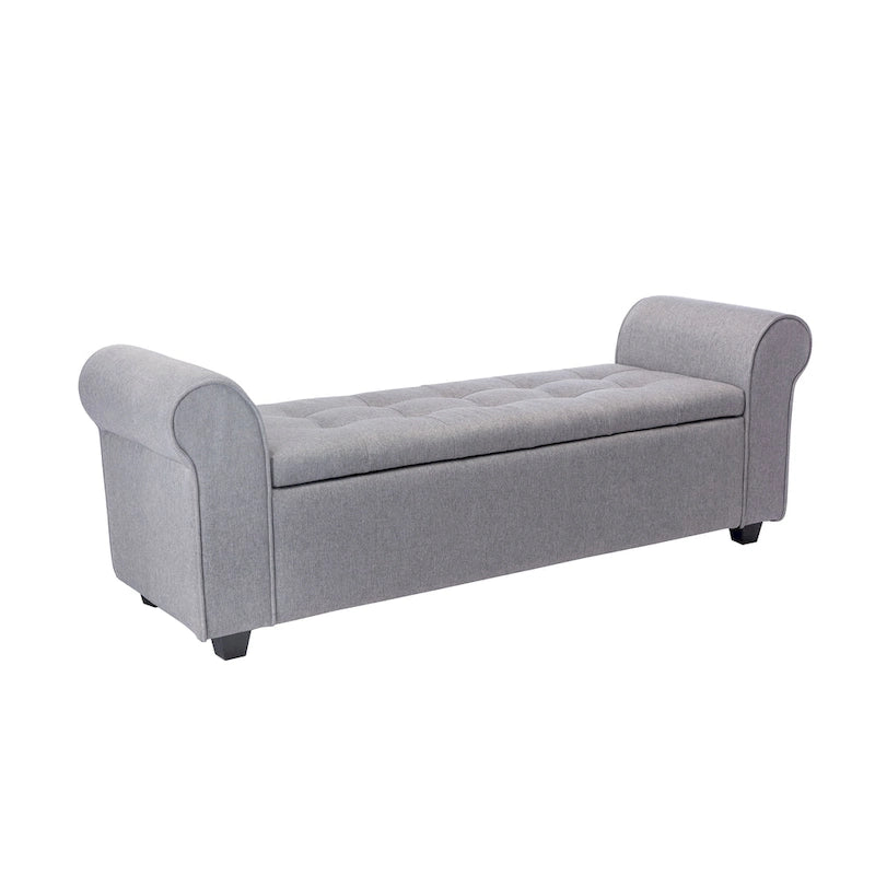 Banc de rangement Wena de Porthos Home, accoudoirs arrondis, revêtement en tissu