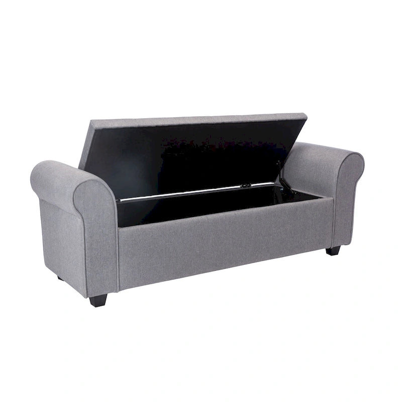 Banc de rangement Wena de Porthos Home, accoudoirs arrondis, revêtement en tissu