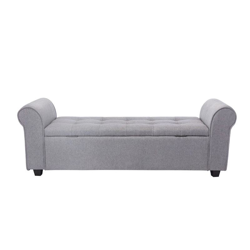 Banc de rangement Wena de Porthos Home, accoudoirs arrondis, revêtement en tissu