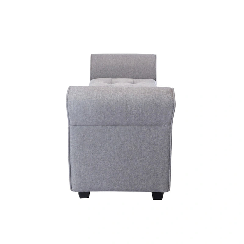 Banc de rangement Wena de Porthos Home, accoudoirs arrondis, revêtement en tissu