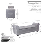 Banc de rangement Wena de Porthos Home, accoudoirs arrondis, revêtement en tissu