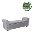 Banc de rangement Wena de Porthos Home, accoudoirs arrondis, revêtement en tissu