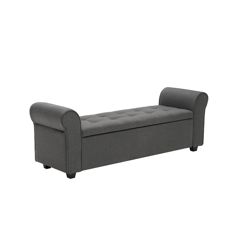 Banc de rangement Wena de Porthos Home, accoudoirs arrondis, revêtement en tissu