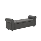 Banc de rangement Wena de Porthos Home, accoudoirs arrondis, revêtement en tissu
