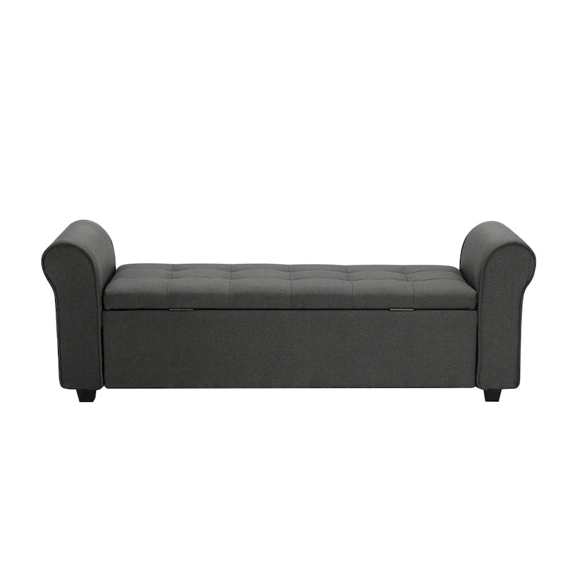 Banc de rangement Wena de Porthos Home, accoudoirs arrondis, revêtement en tissu