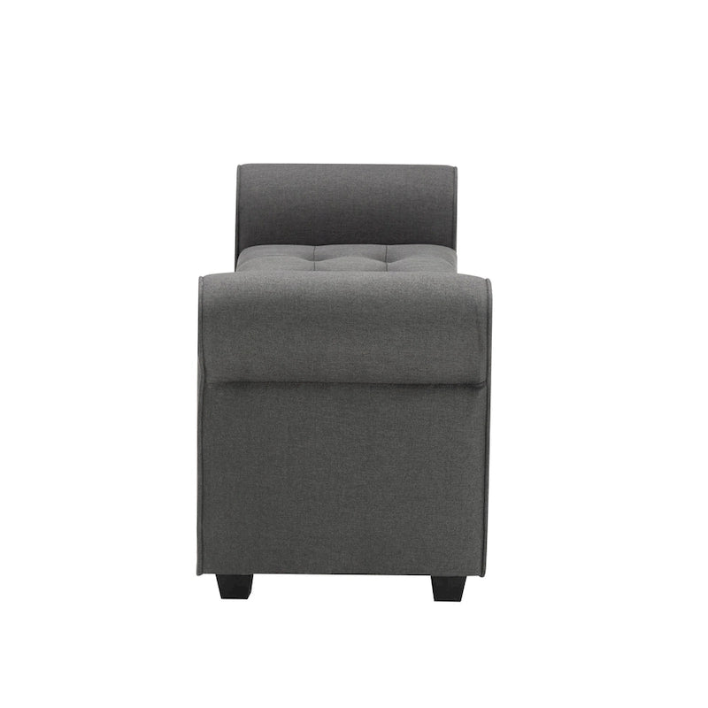 Banc de rangement Wena de Porthos Home, accoudoirs arrondis, revêtement en tissu