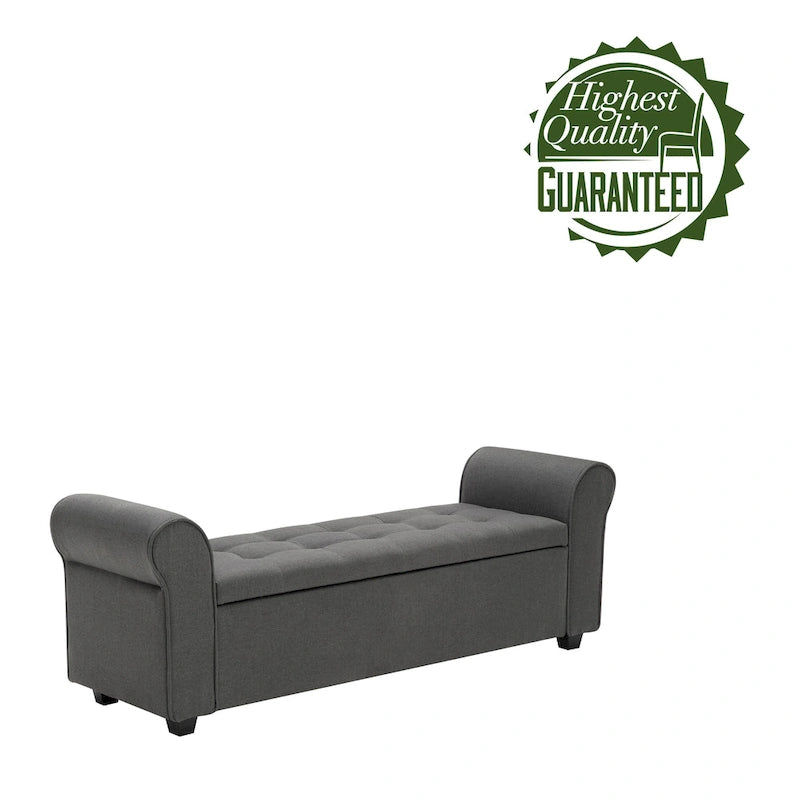Banc de rangement Wena de Porthos Home, accoudoirs arrondis, revêtement en tissu