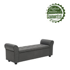 Banc de rangement Wena de Porthos Home, accoudoirs arrondis, revêtement en tissu