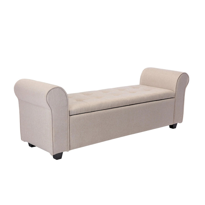 Banc de rangement Wena de Porthos Home, accoudoirs arrondis, revêtement en tissu