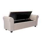 Banc de rangement Wena de Porthos Home, accoudoirs arrondis, revêtement en tissu