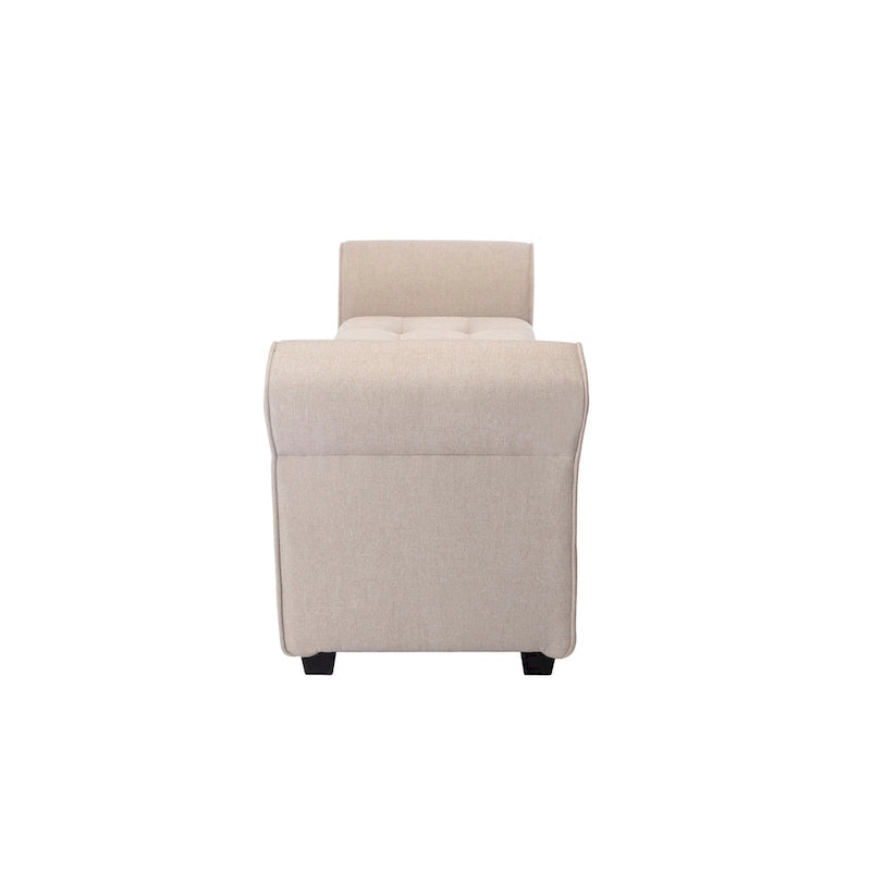 Banc de rangement Wena de Porthos Home, accoudoirs arrondis, revêtement en tissu