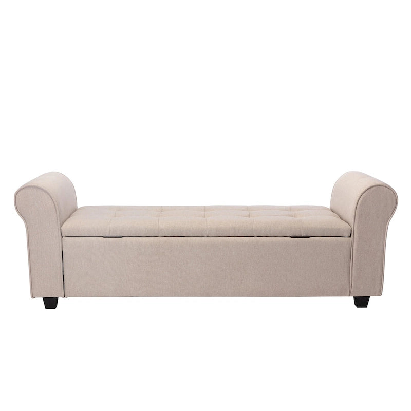 Banc de rangement Wena de Porthos Home, accoudoirs arrondis, revêtement en tissu