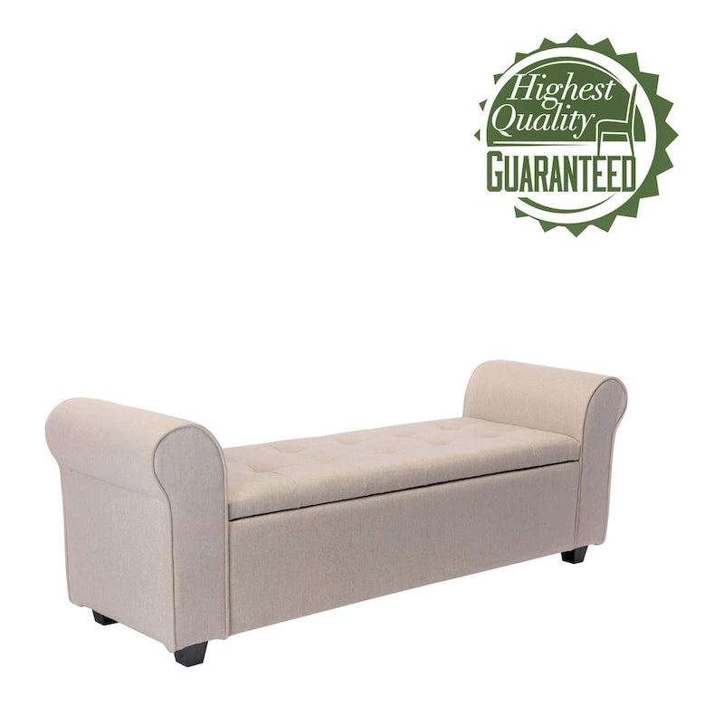 Banc de rangement Wena de Porthos Home, accoudoirs arrondis, revêtement en tissu