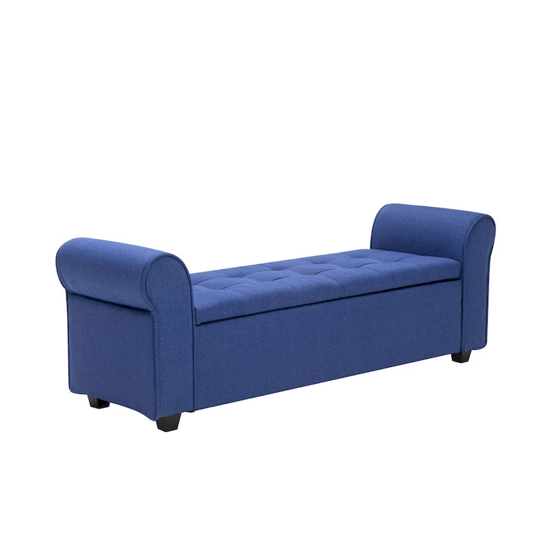 Banc de rangement Wena de Porthos Home, accoudoirs arrondis, revêtement en tissu