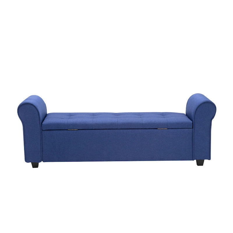Banc de rangement Wena de Porthos Home, accoudoirs arrondis, revêtement en tissu