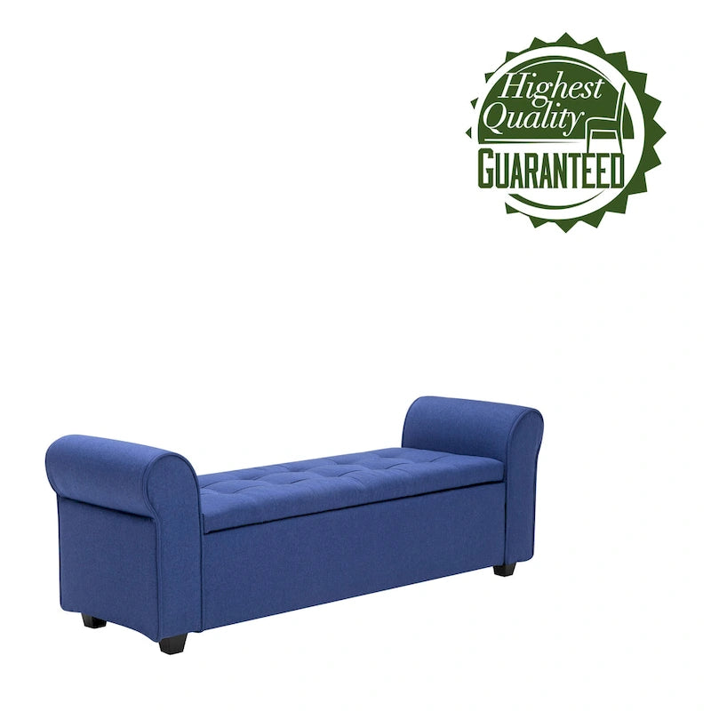 Banc de rangement Wena de Porthos Home, accoudoirs arrondis, revêtement en tissu