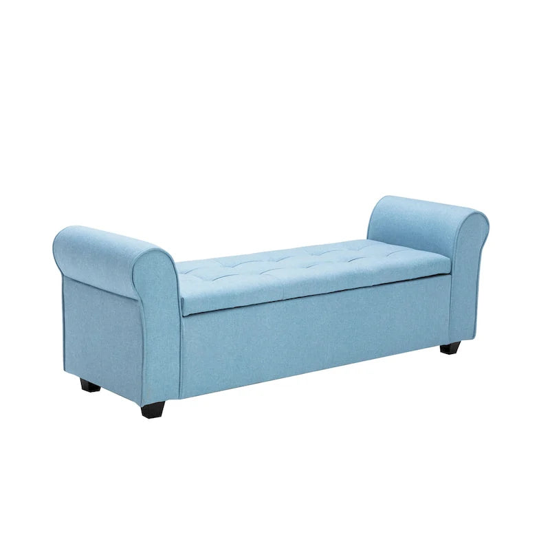 Banc de rangement Wena de Porthos Home, accoudoirs arrondis, revêtement en tissu