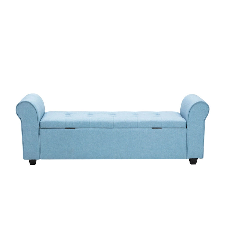 Banc de rangement Wena de Porthos Home, accoudoirs arrondis, revêtement en tissu