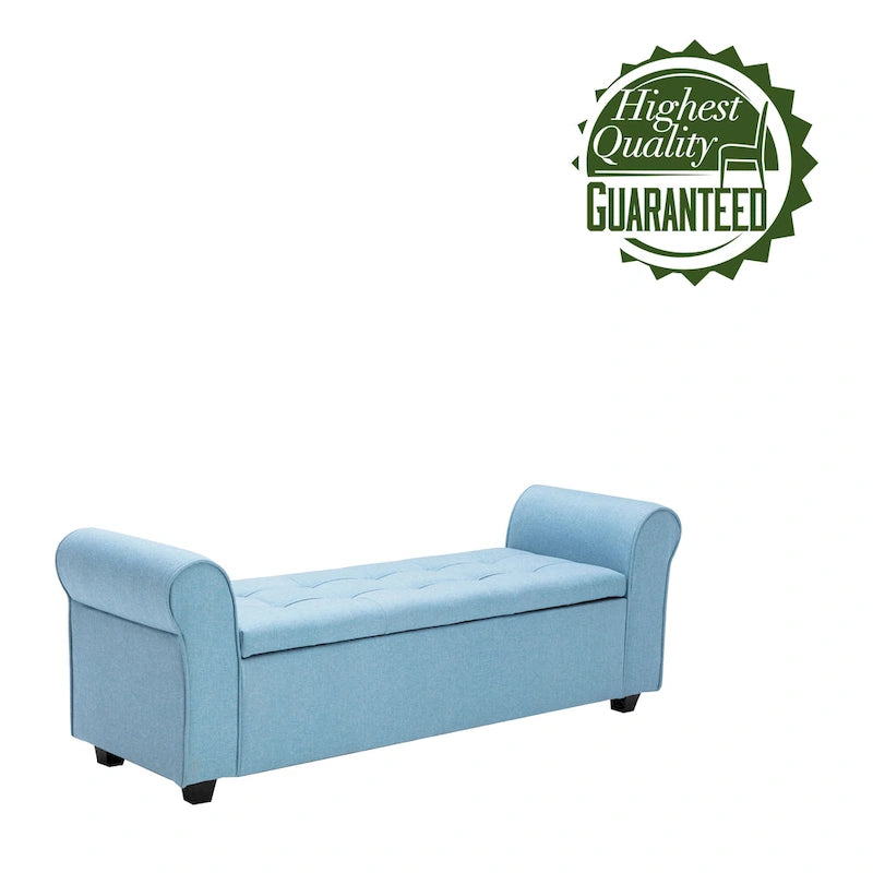 Banc de rangement Wena de Porthos Home, accoudoirs arrondis, revêtement en tissu