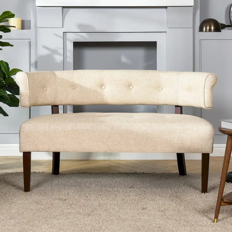Banquette causeuse touffetée 51 (moderne, avec accoudoirs encastrés)