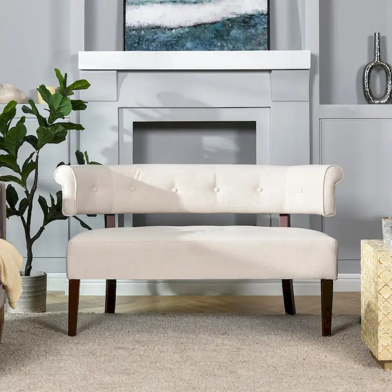Banquette causeuse touffetée 51 (moderne, avec accoudoirs encastrés)