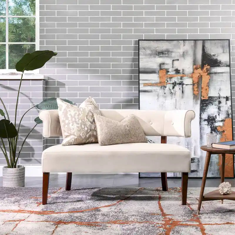 Banquette causeuse touffetée 51 (moderne, avec accoudoirs encastrés)