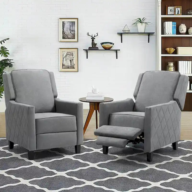 Lot de 2 fauteuils inclinables à pousser en lin à dossier ailé