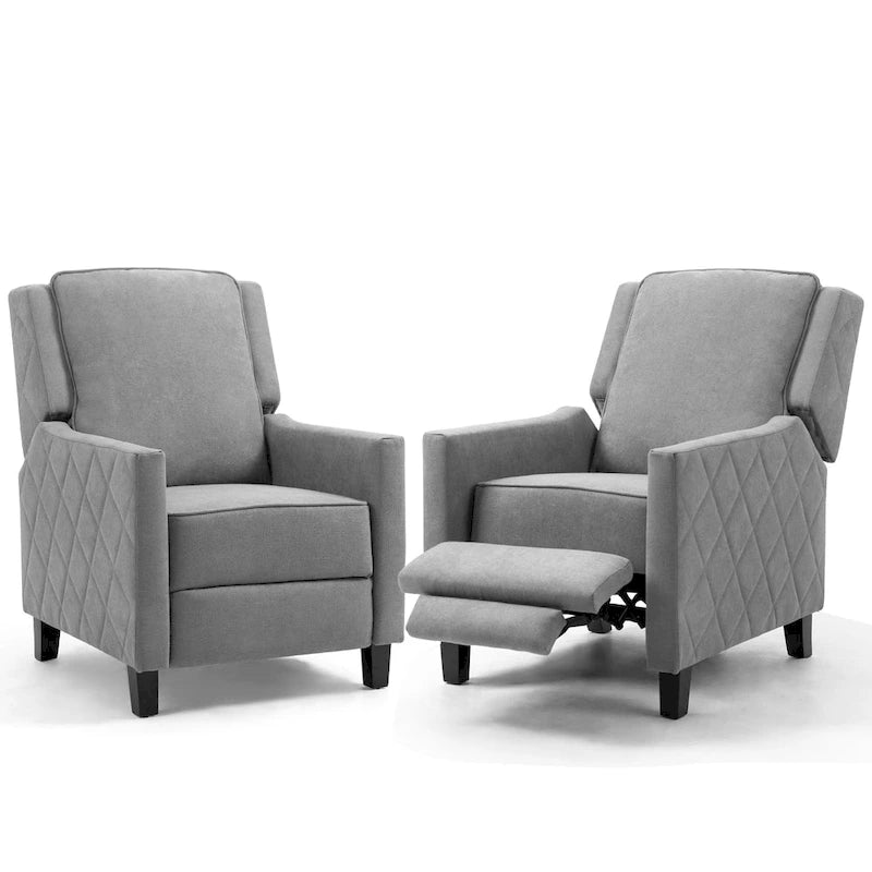 Lot de 2 fauteuils inclinables à pousser en lin à dossier ailé