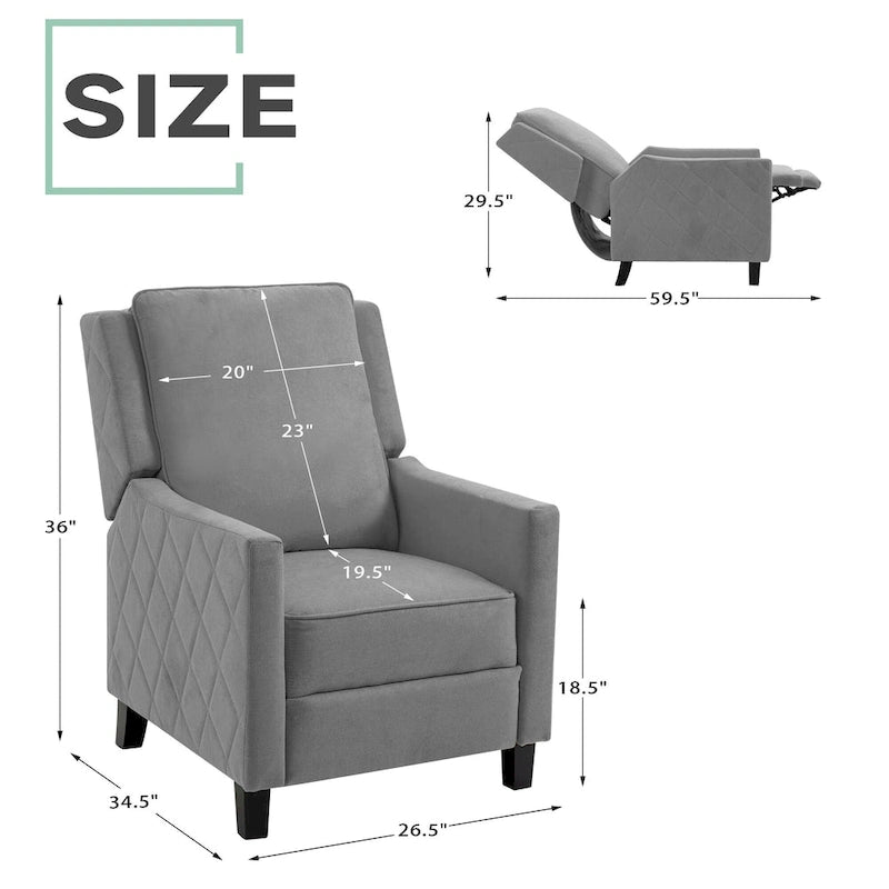 Lot de 2 fauteuils inclinables à pousser en lin à dossier ailé