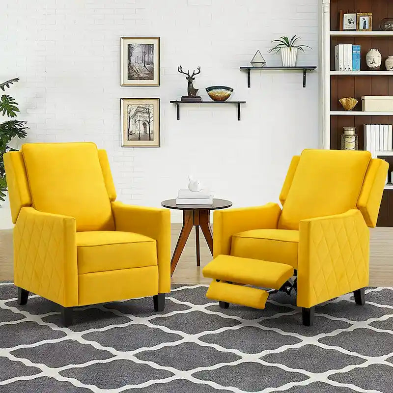 Lot de 2 fauteuils inclinables à pousser en lin à dossier ailé