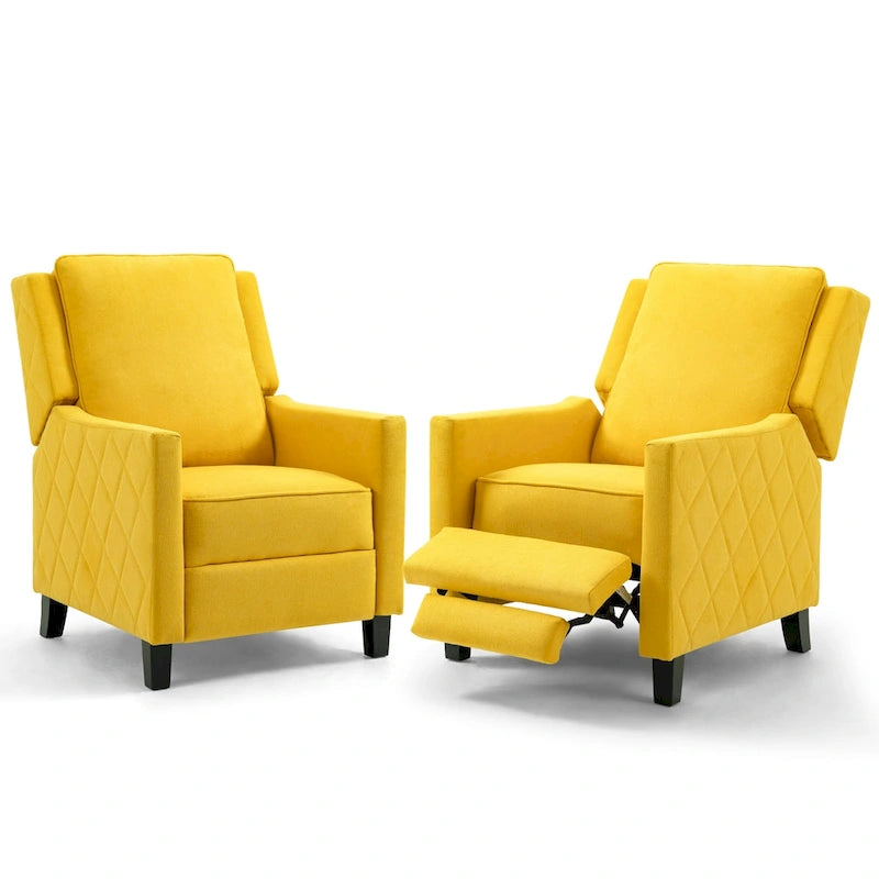 Lot de 2 fauteuils inclinables à pousser en lin à dossier ailé