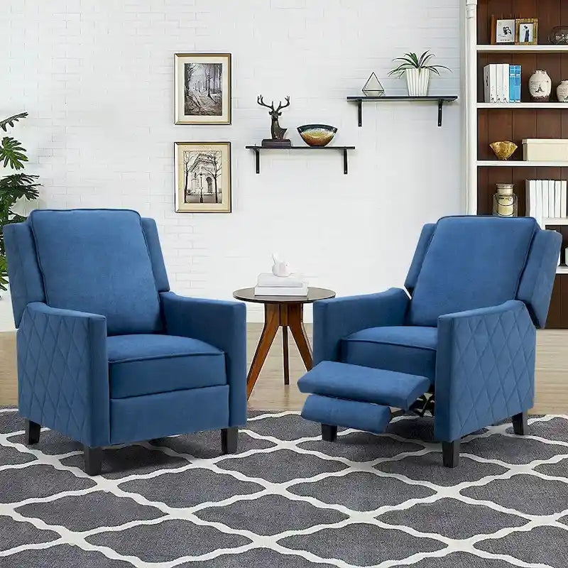 Lot de 2 fauteuils inclinables à pousser en lin à dossier ailé