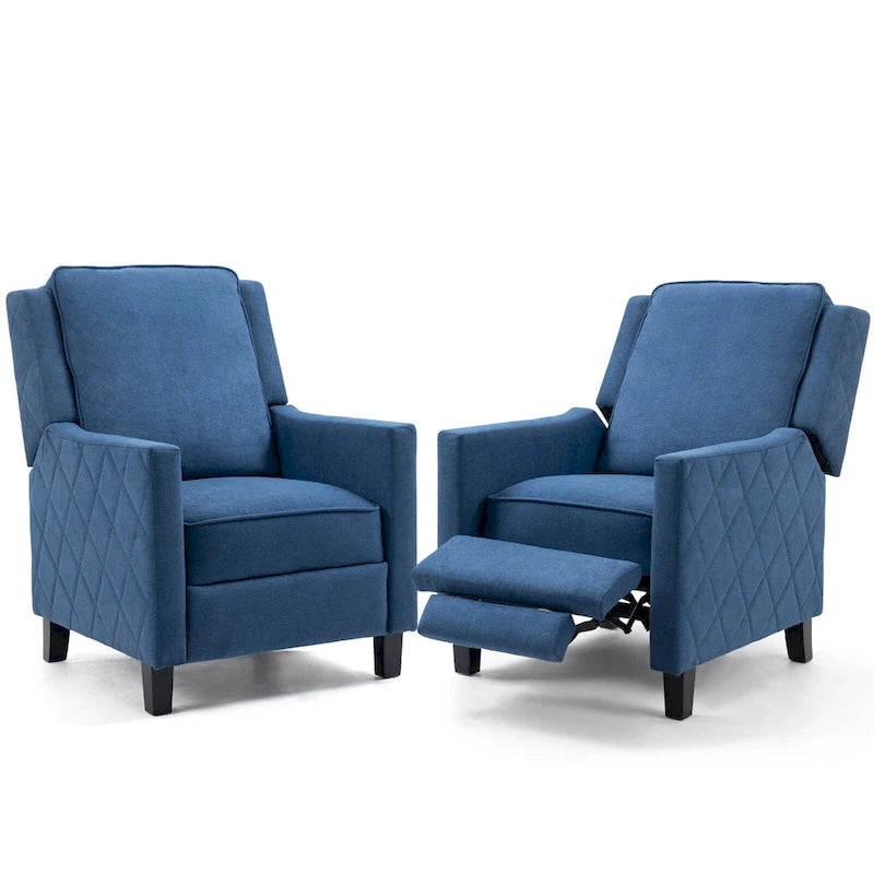 Lot de 2 fauteuils inclinables à pousser en lin à dossier ailé