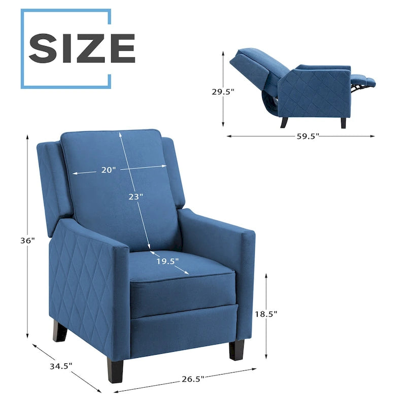 Lot de 2 fauteuils inclinables à pousser en lin à dossier ailé