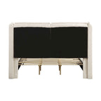 Lit plateforme queen-size en tissu bouclé moderne avec tête de lit capitonnée