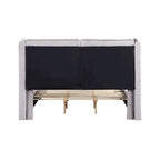 Lit plateforme queen-size en tissu bouclé moderne avec tête de lit capitonnée