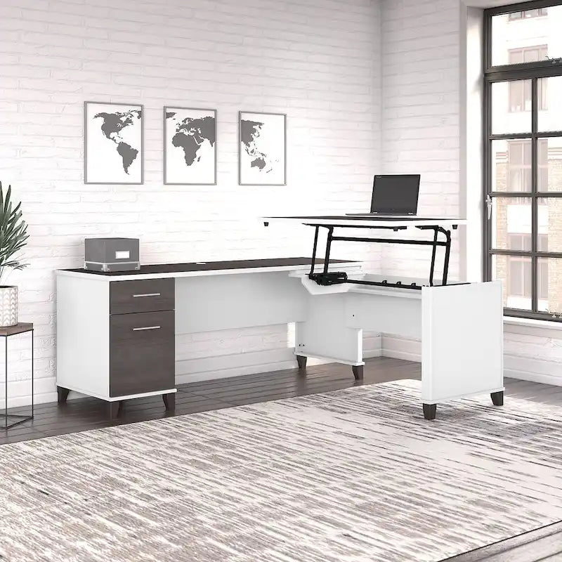 Bureau d'angle assis-debout 3 positions 72W