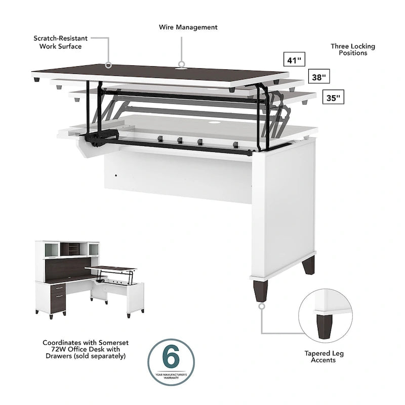 Bureau d'angle assis-debout 3 positions 72W