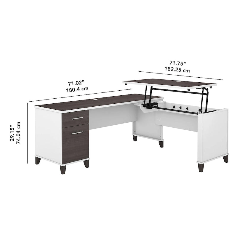 Bureau d'angle assis-debout 3 positions 72W