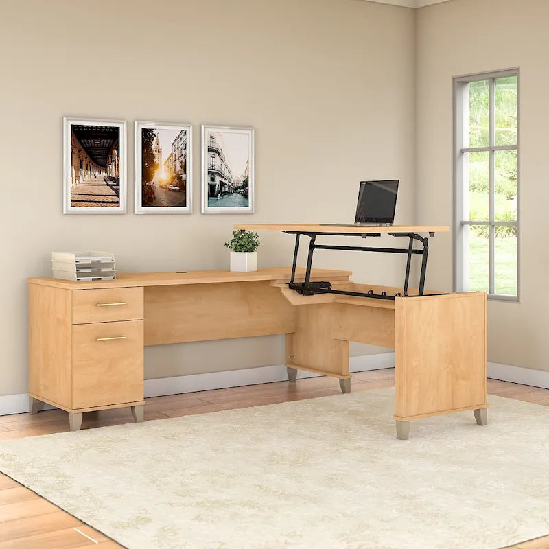 Bureau d'angle assis-debout 3 positions 72W